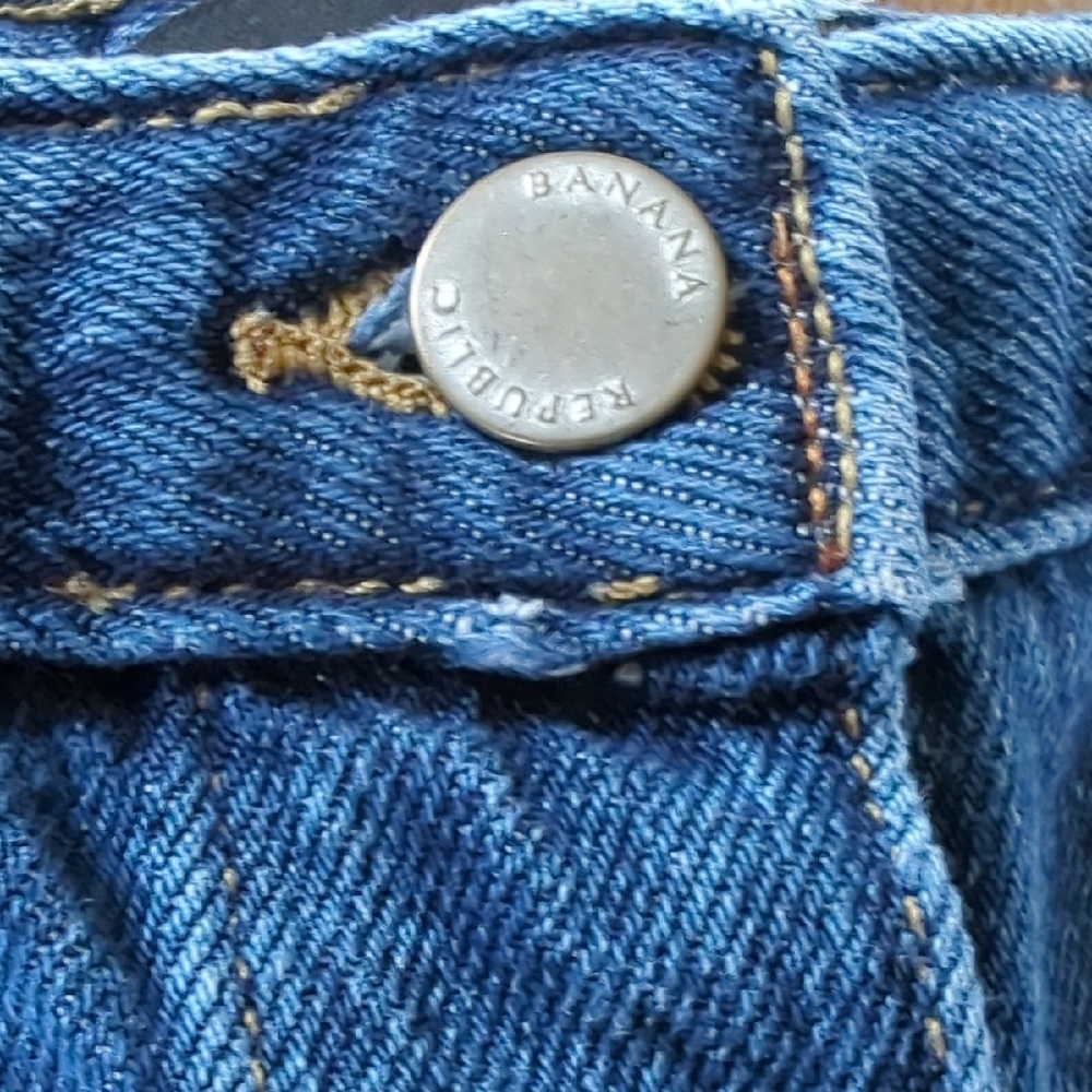 Banana Republic Blue Denim Midi Jean Skirt with Contrast Topstitching - Picture 4 of 16